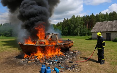 Taluhoovis põletati suures lõkkes puidust väikelaeva