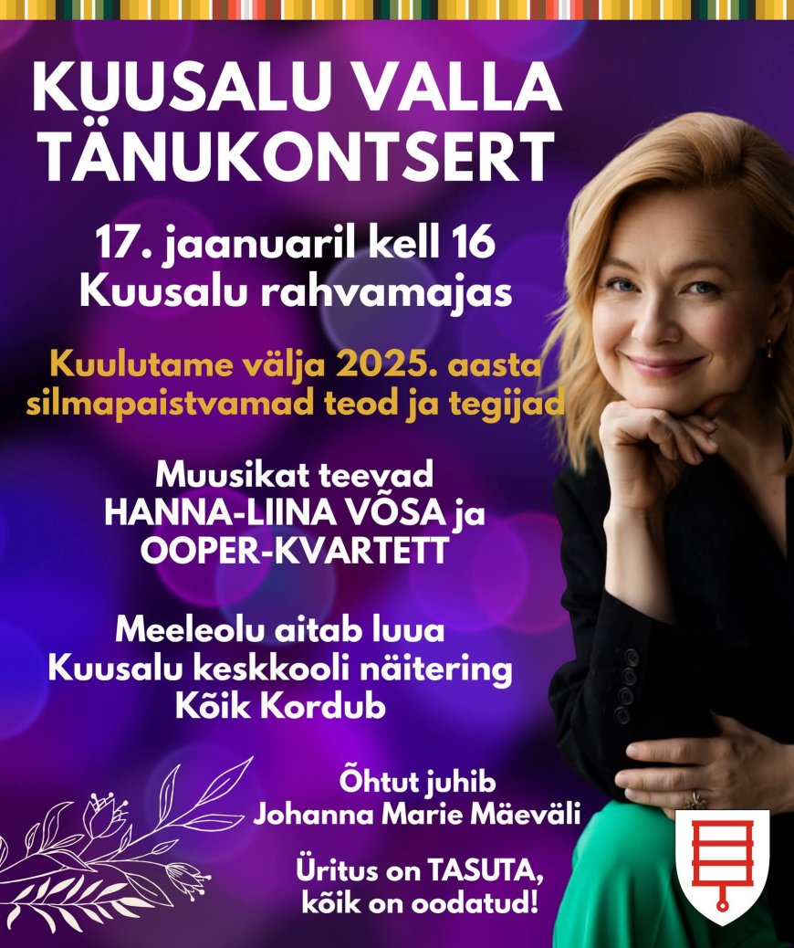 Kuusalu vald kutsub tasuta tänukontserdile: Tunnustatakse 2025. aasta tegijaid ja pakutakse tippmuusikat!