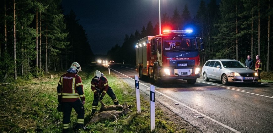 Liiklusõnnetus Kuusalu vallas: autod ja metsloomad põrkasid kokku Tallinn-Narva maanteel